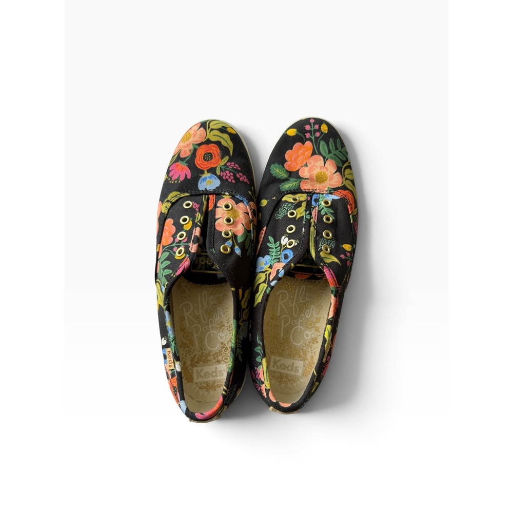 Keds x Rifle Paper Co Champion Floral Black Cotton Canvas Sneakers Women